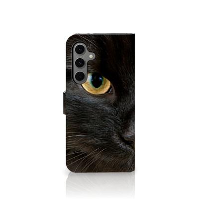 Samsung Galaxy S24 FE | Telefoonhoesje | Met pasjeshouder | Zwarte Kat