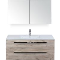 Seville Badmeubelset 120 cm - 2 Laden Craft Oak - Wastafel Enjoy Enkel met Spiegelkast
