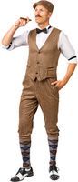 Roaring 20's Gilet Beige Geruit - thumbnail