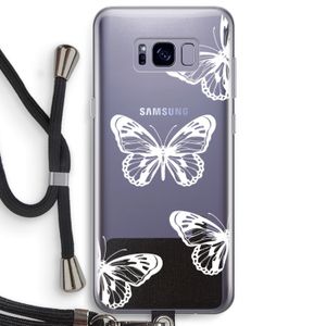 White butterfly: Samsung Galaxy S8 Plus Transparant Hoesje met koord