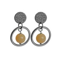 Flow Jewels Hang Oorbellen Arya Zalmroze Steentje Zilver