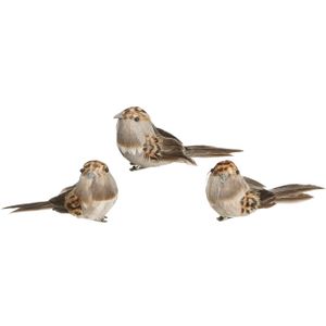 Decoratie vogels op clip - Musjes - 3x stuks - 4,5 cm - kunststof