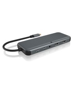 ICY BOX IB-DK4060-CPD Bedraad USB 3.2 Gen 1 (3.1 Gen 1) Type-C Zwart, Grijs