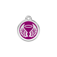 Angel Wings Purple roestvrijstalen hondenpenning small/klein dia. 2 cm - Reddingo