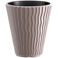 Prosperplast Plantenpot/bloempot Sand Waves - buiten/binnen - kunststof - beige - D39 x H43 cm   - - thumbnail