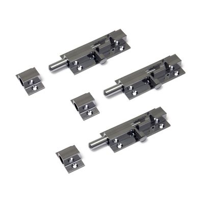 3x stuks profielgrendel / rolschuiven / heksluitingen messing verchroomd 6,6 x 2,5 cm
