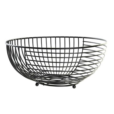 Items - Metalen draadmand fruitschaal - zwart - rond - 28 x 12 cm