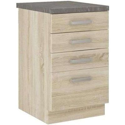 Lage kast met 4 lades en werkblad - Sonoma eiken afwerking - L 40 x D 51,6 x H 85 cm - LASSEN