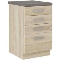 Lage kast met 4 lades en werkblad - Sonoma eiken afwerking - L 40 x D 51,6 x H 85 cm - LASSEN