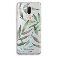 Tropical watercolor leaves: OnePlus 6 Transparant Hoesje