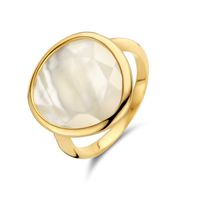 Ring Parelmoer geelgoud-parelmoer goudkleurig-wit 17 mm