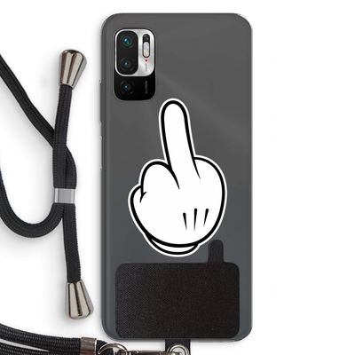 Middle finger black: Xiaomi Redmi Note 10 5G Transparant Hoesje met koord