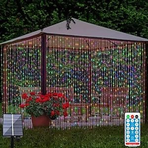 33m 300 leds solar gordijn licht buiten afstandsbediening licht 8 verlichtingsmodi kerstverlichting ip65 waterdichte lederen draad lichten kerstfeest bruiloft thuis slaapkamer tuin muur decor Lightinthebox