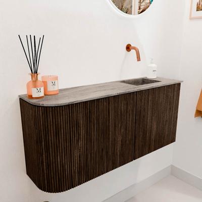 Toiletmeubel Mondiaz Joya Dlux | 91.6 cm | Meubelkleur Walnut | Faye wastafel Oza Wasbak Rechts | Zonder kraangat(en)