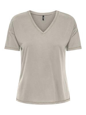 Only Onlfree Life S/s Stitch V-neck Top Jrs T-shirts Pumice Stone Gold Glitter