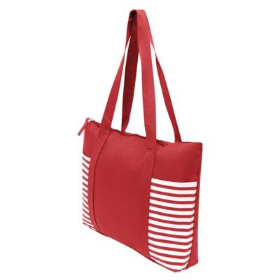 Strandtas met streepmotief - rood/wit - 44 x 31 cm - Strandartikelen beach bags