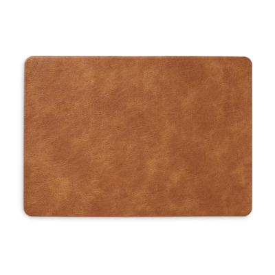 Placemats lederlook - 45 x 30 cm - cognac bruin - vegan leer - tafel onderleggers