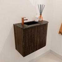 Toiletmeubel Mondiaz Joya Dlux | 51.6 cm | Meubelkleur Walnut | Faye wastafel Lava Wasbak Links | 1 kraangat