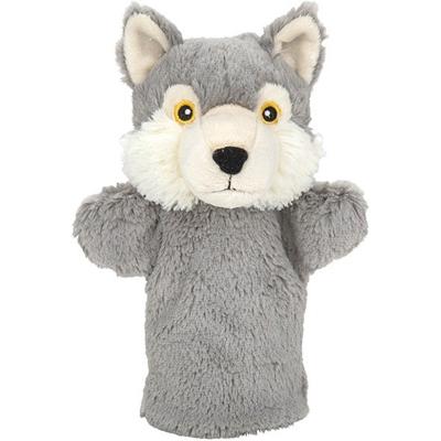 Nature Planet Pluche wolf handpop knuffel - 24 cm - Wolven