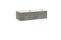 Storke Edge zwevend badmeubel 130 x 52 cm beton donkergrijs met Mata dubbele wastafel in solid surface