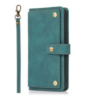 iPhone 12 hoesje - Bookcase - Koord - Pasjeshouder - Portemonnee - Luxe - Kunstleer - Donkerturquoise - thumbnail
