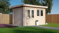 Woodpro Kats Tuinhuis 400x300 cm 28 mm vuren blank- Plat dak- Onbehandeld vurenhout- Woodpro