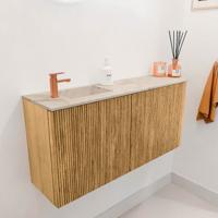Toiletmeubel Mondiaz Joya Dlux | 91.6 cm | Meubelkleur Oak | Faye wastafel Frappe Wasbak Links | 1 kraangat