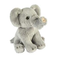 Ravensden - Pluche olifant knuffel - 15 cm - grijs - safaridieren