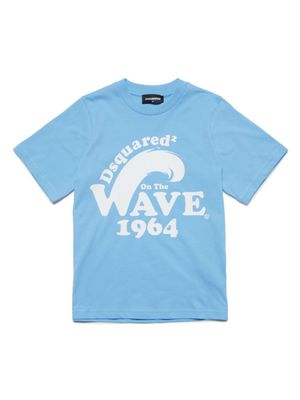 DSQUARED2 KIDS t-shirt en coton à imprimé Wave - Bleu