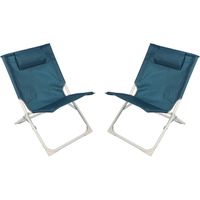Sunnydays Havana camping/strand stoel - 2x - aluminium - inklapbaar - blauw - L49 x B62 x H61 cm - Campingstoelen