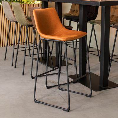 LABEL51 Barkruk 'Risto' Lederlook, kleur Cognac (zithoogte 75cm)