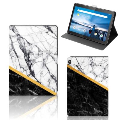Lenovo Tablet M10 Leuk Tablet hoesje Marmer Wit Zwart - Origineel Cadeau Man Lenovo Tablet M10 Leuk Tablet hoesje Marmer Wit Zwart - Origineel Cadeau Man