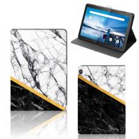 Lenovo Tablet M10 Leuk Tablet hoesje Marmer Wit Zwart - Origineel Cadeau Man
