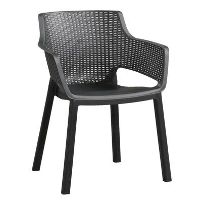 Leen Bakker - Keter Stapelstoel Eva - Antraciet - Kunststof/Wicker - Grijs - 79x62.5x57.7 Cm