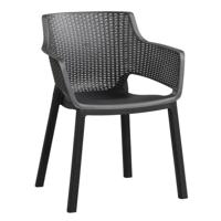 Leen Bakker - Keter Stapelstoel Eva - Antraciet - Kunststof/Wicker - Grijs - 79x62.5x57.7 Cm