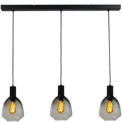 Masterlight 3-lichts hanglamp - zwart -Porto met Nicolette green glazen - 2711-05-05-100-3-14
