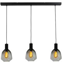 Masterlight 3-lichts hanglamp - zwart -Porto met Nicolette green glazen - 2711-05-05-100-3-14
