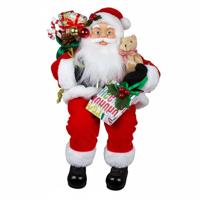 Kerstman pop Tinus - H45 cm - grijs - staand - kerstman beeld - decoratie figuur