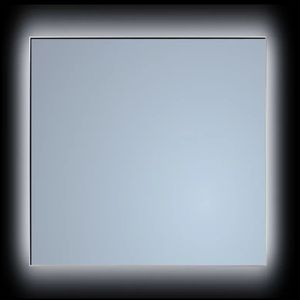 Spiegel Sanicare Q-Mirrors 75x70 cm Vierkant Met Rondom LED Cold White, Omlijsting Chroom incl. ophangmateriaal Zonder Schakelaar Sanicare