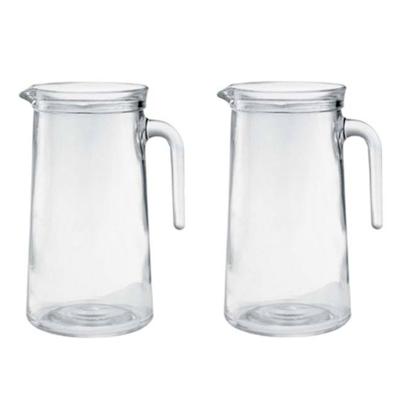 Borgonovo water karaf van 1,1 Liter - 2x - transparant glas - Sapkannen - waterkannen - schenkkannen