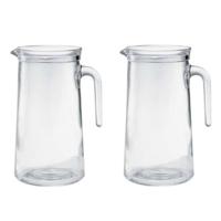 Borgonovo water karaf van 1,1 Liter - 2x - transparant glas - Sapkannen - waterkannen - schenkkannen