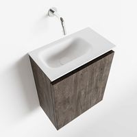 Toiletmeubel Mondiaz Ture | 40 cm | Meubelkleur Dark brown | Eden wastafel Talc Links | Zonder kraangat