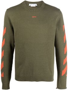 Off-White pull en maille à rayures Diag - Vert