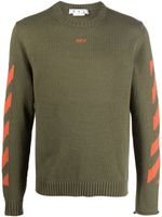 Off-White pull en maille à rayures Diag - Vert