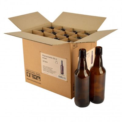Beugelfles 50 cl bruin, zonder beugel, doos 12 st.