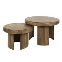 Hoyz Collection - Salontafel Sleek - Mango Zandkleur - Set van 2