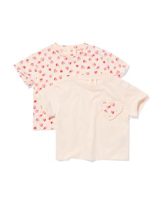HEMA Baby T-shirts jersey hartjes - 2 stuks ecru (ecru)