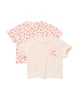 HEMA Baby T-shirts jersey hartjes - 2 stuks ecru (ecru)