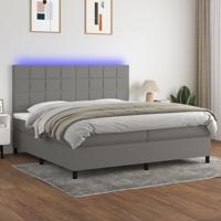 Boxspring met matras en LED stof donkergrijs 200x200 cm