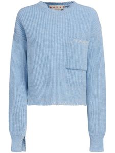 Marni pull en laine vierge à logo brodé - Bleu